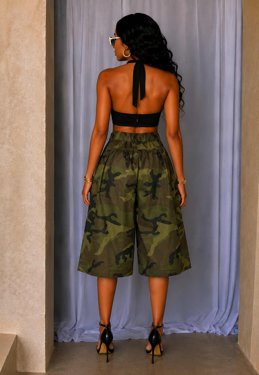 CAMO PRINT TWILL JORTS