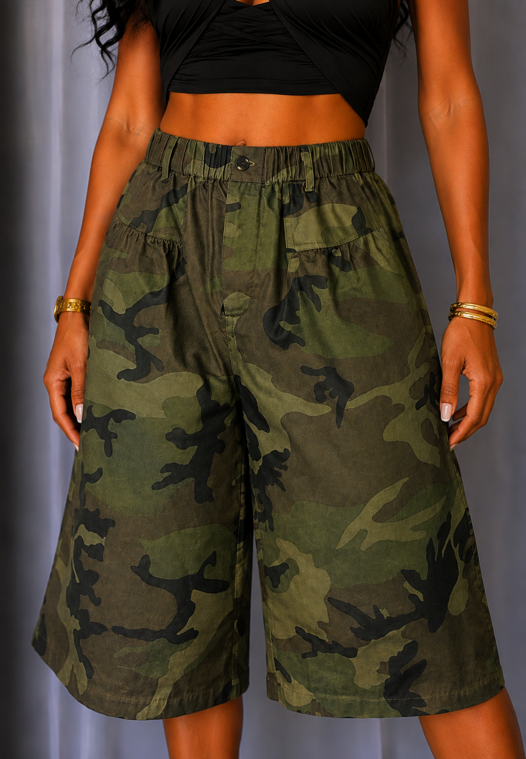 CAMO PRINT TWILL JORTS