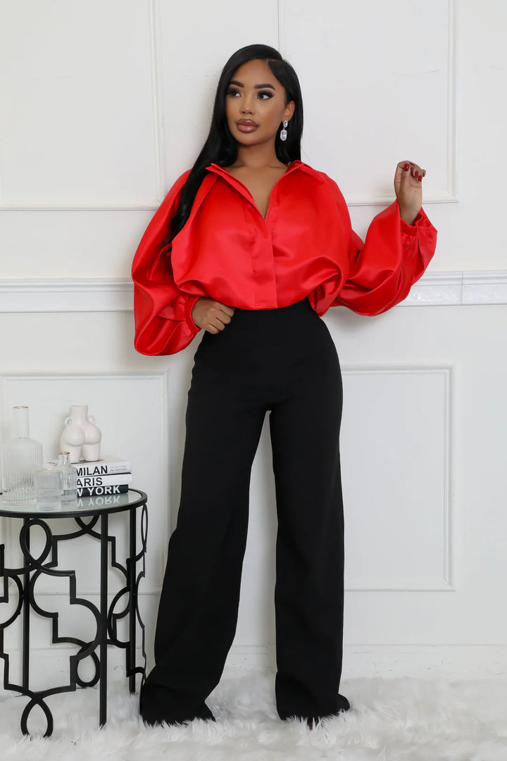 Long Sleeve Front Crop Bubble Top