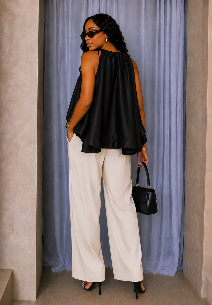 SATIN SLEEVELESS BLOUSE