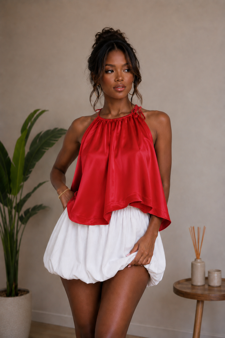 SATIN SLEEVELESS BLOUSE