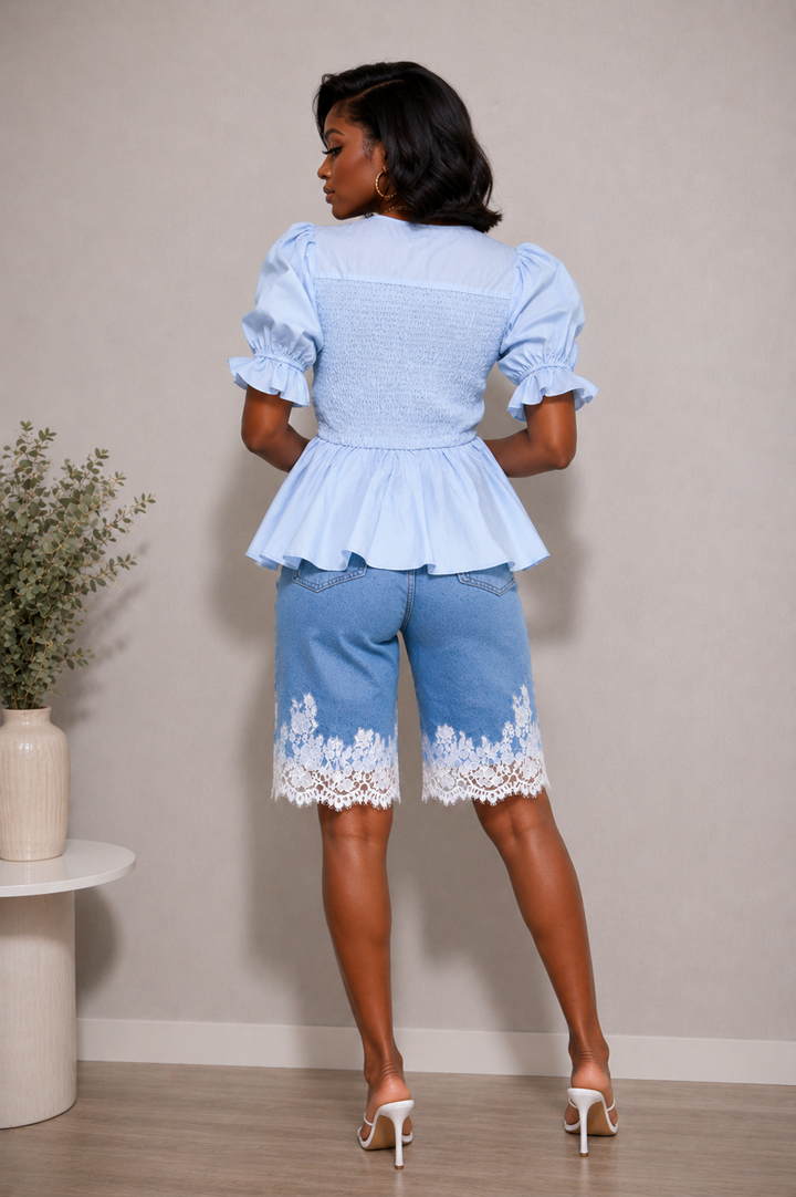 PEPLUM BUTTON UP BLOUSE