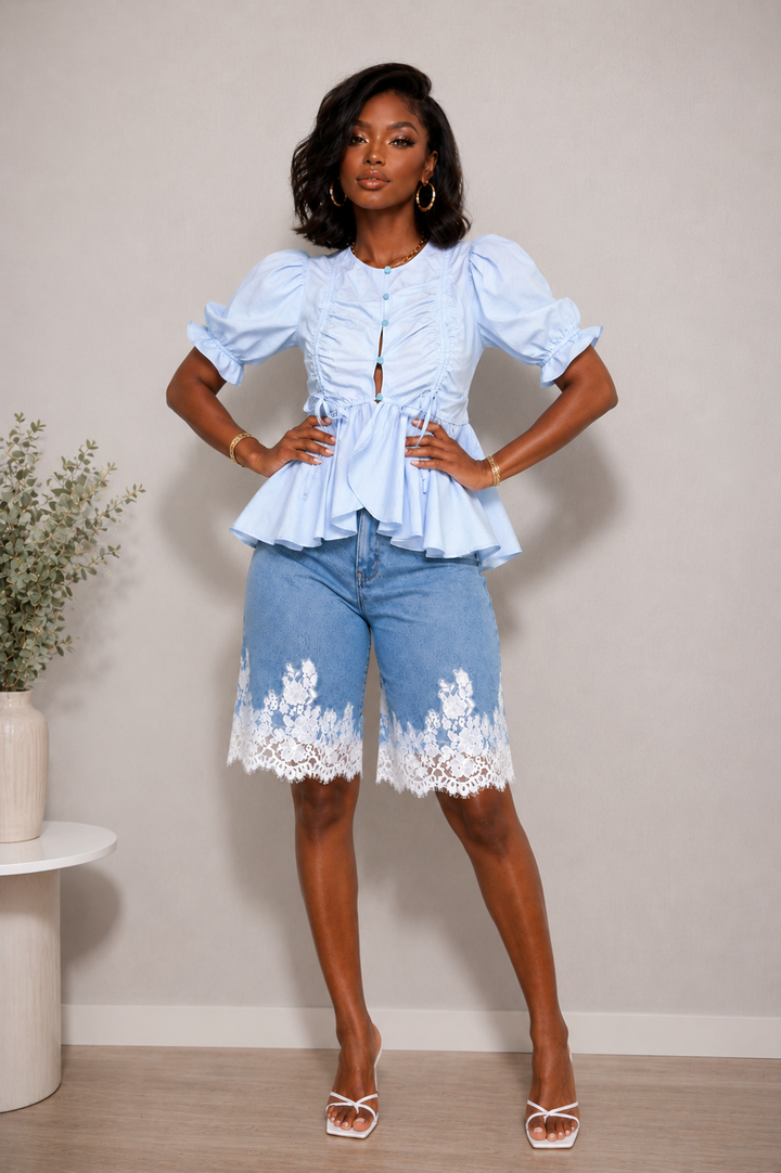 PEPLUM BUTTON UP BLOUSE