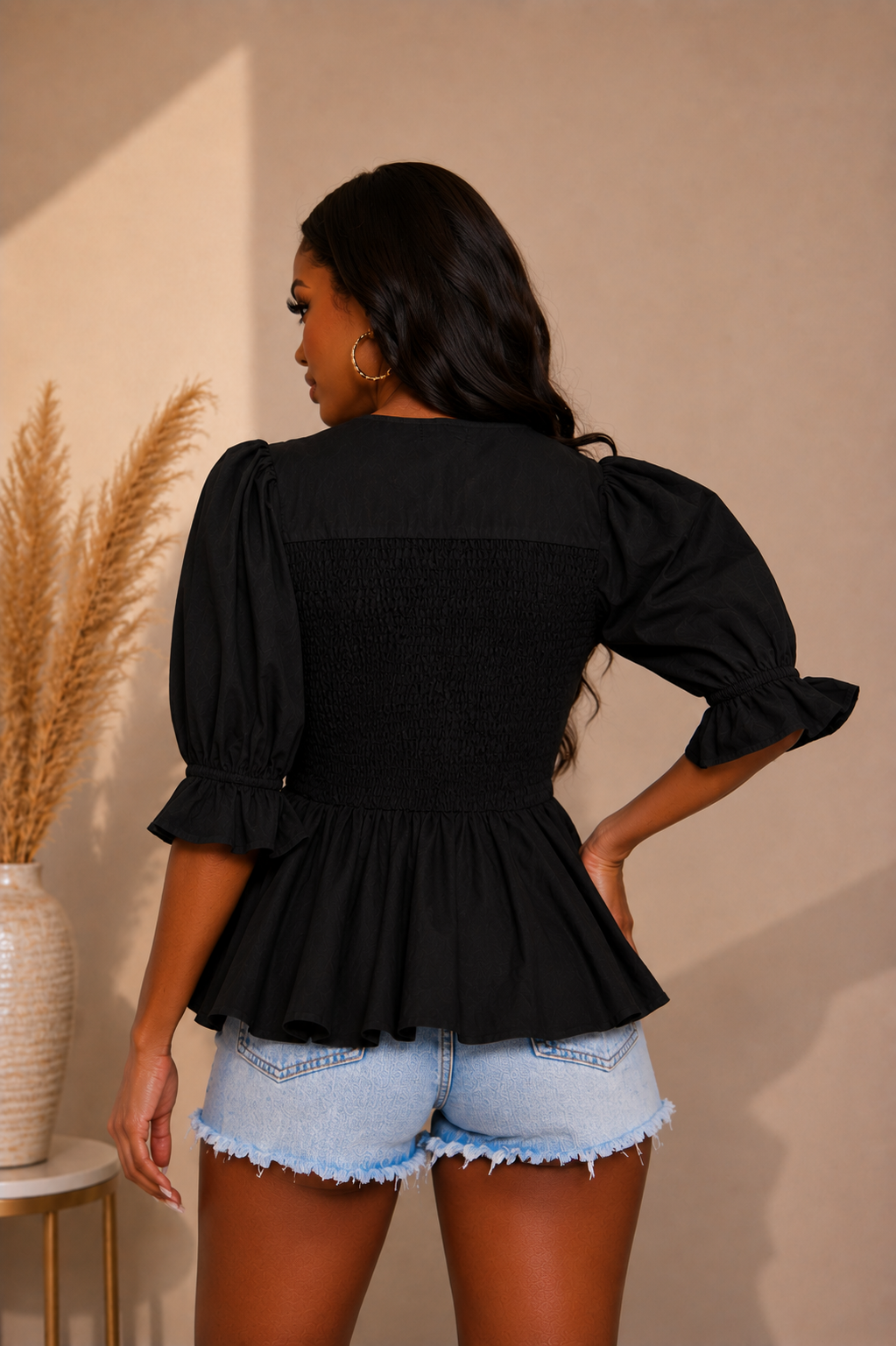 PEPLUM BUTTON UP BLOUSE