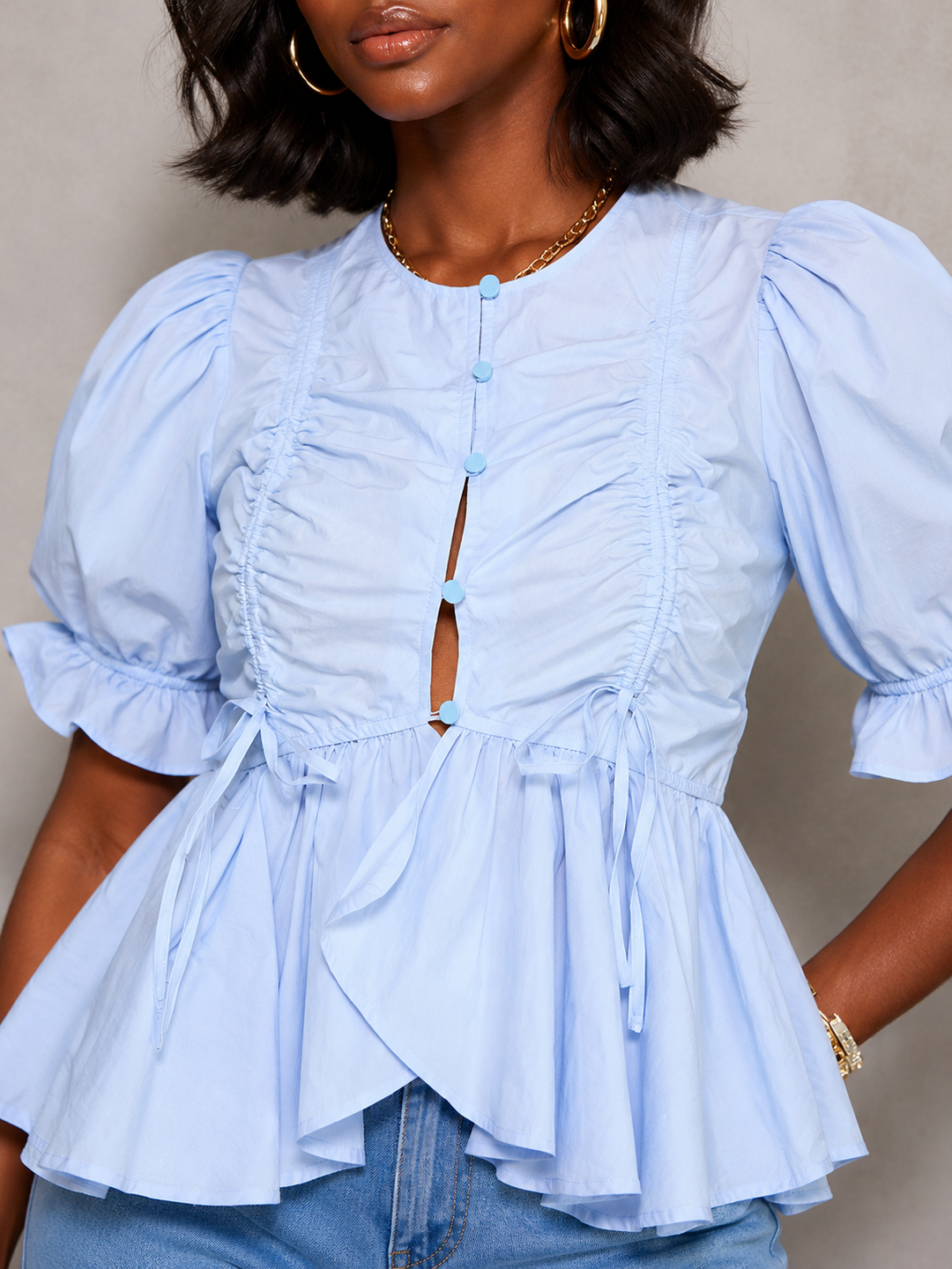 PEPLUM BUTTON UP BLOUSE
