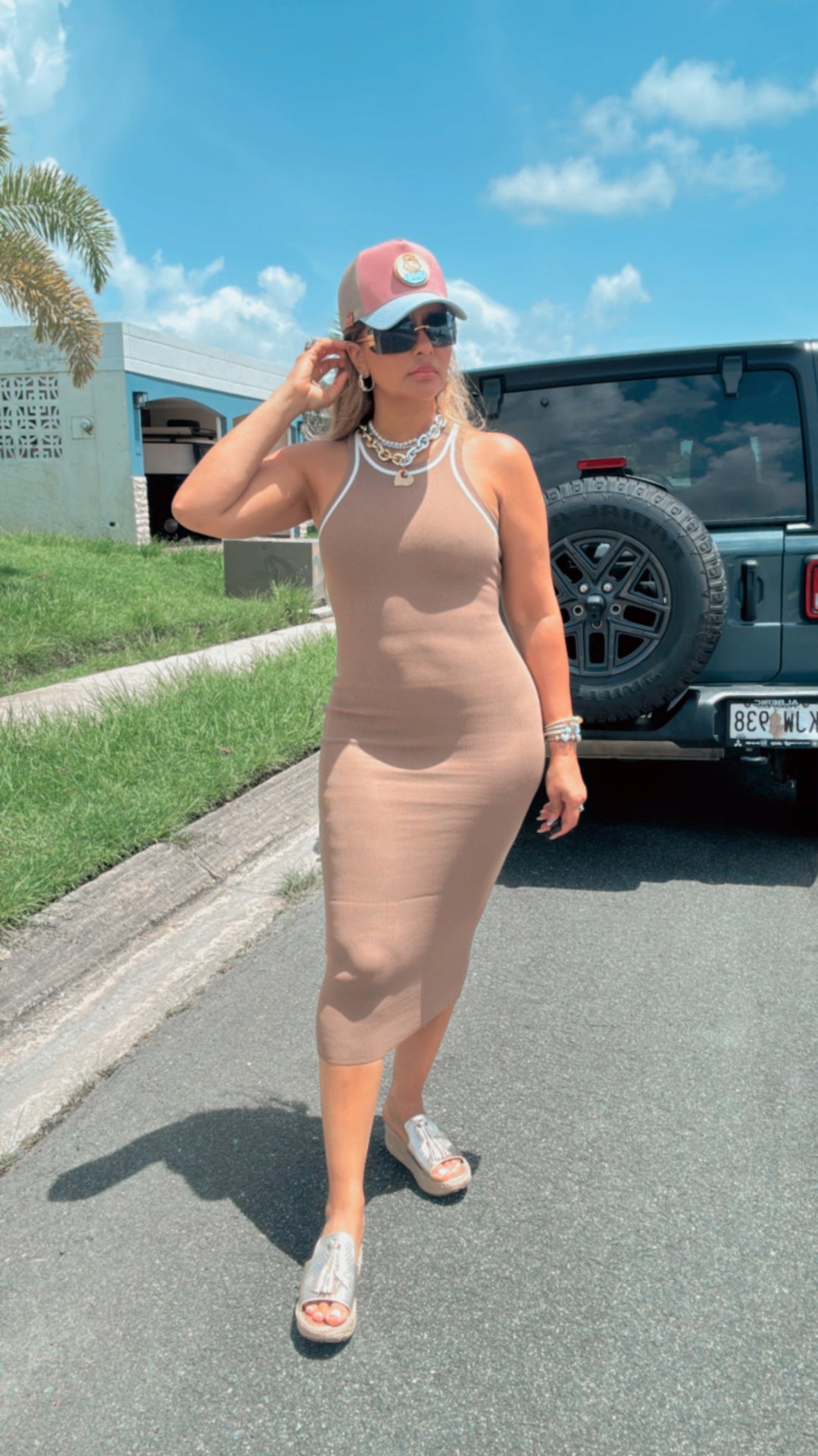 Contrast Trim Tank Dress