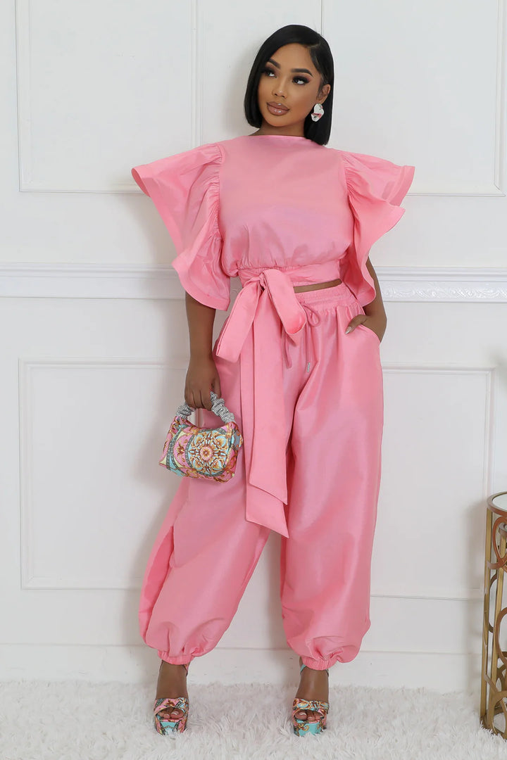 Ruffle Top & Baggy Pants Set