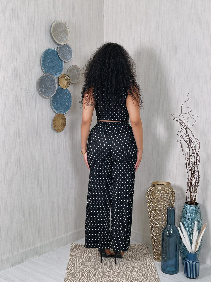 Printed Wrinkle Textured Crop Top & Pants Set
