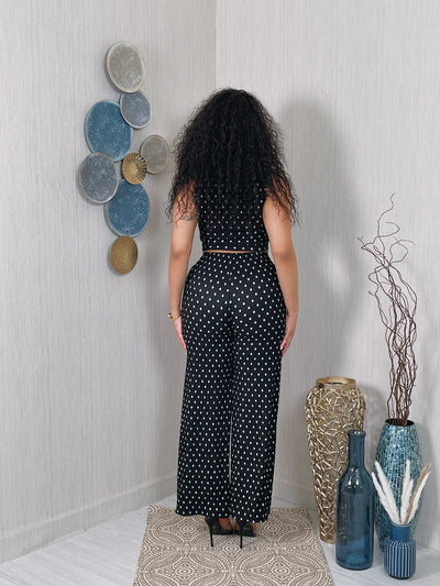 Printed Wrinkle Textured Crop Top & Pants Set