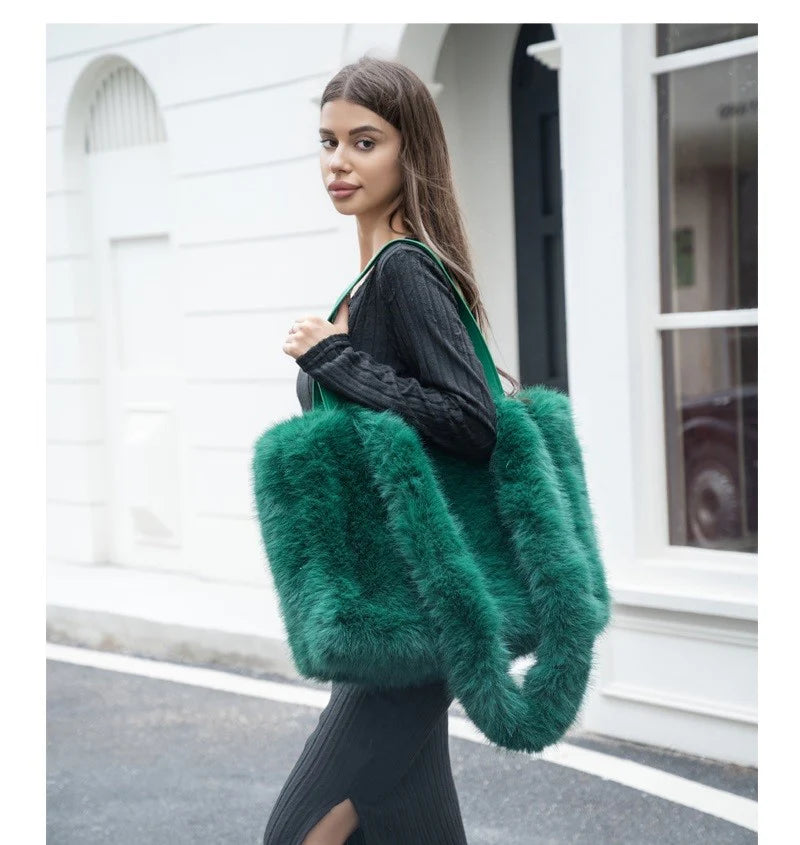 FAUX FUR CROSSBODY BIG BAG