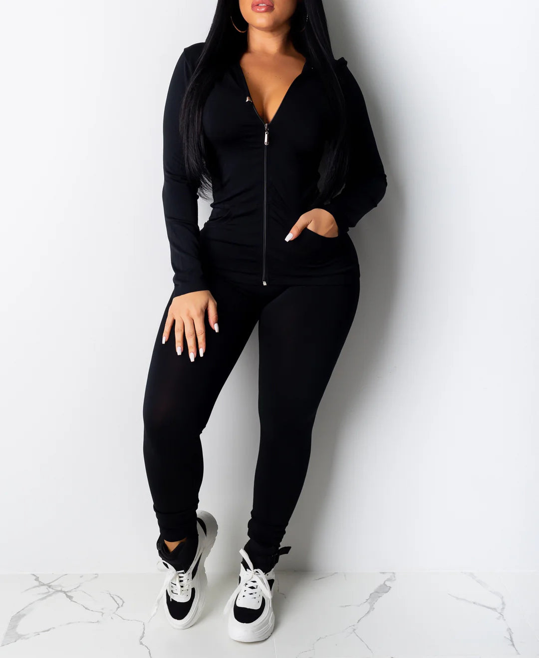 Solid Hoodie Leggings Set