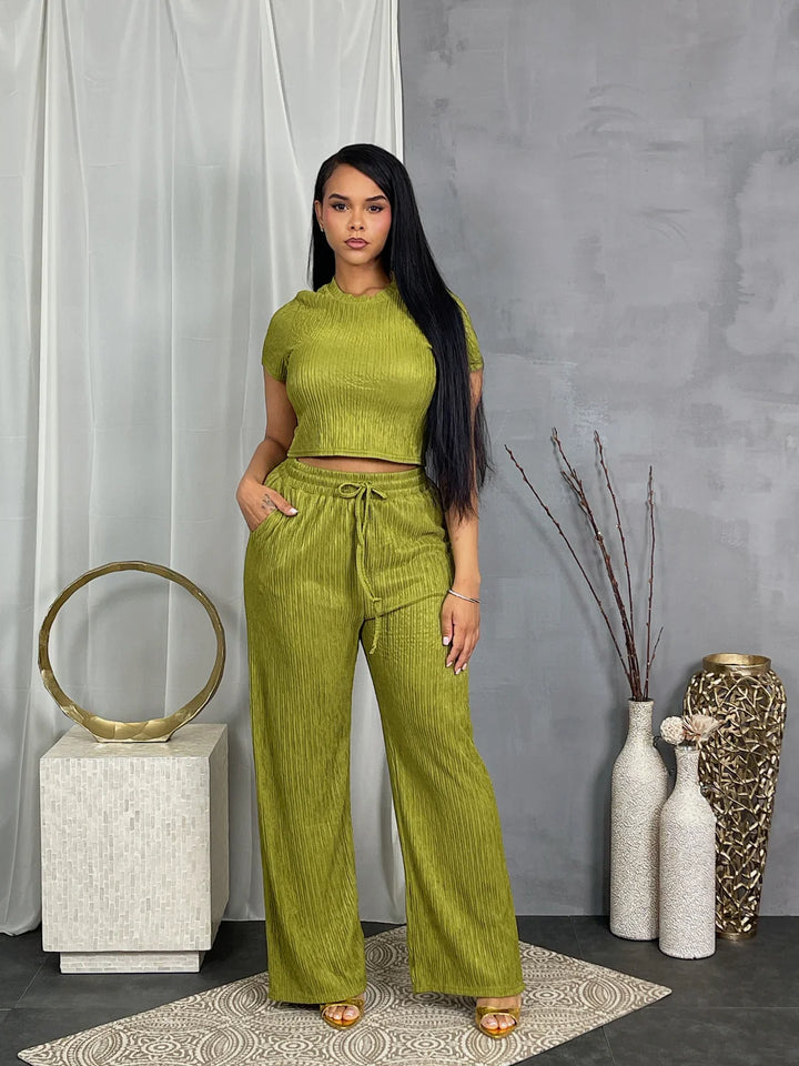 Wrinkle SS Top & Pants Set