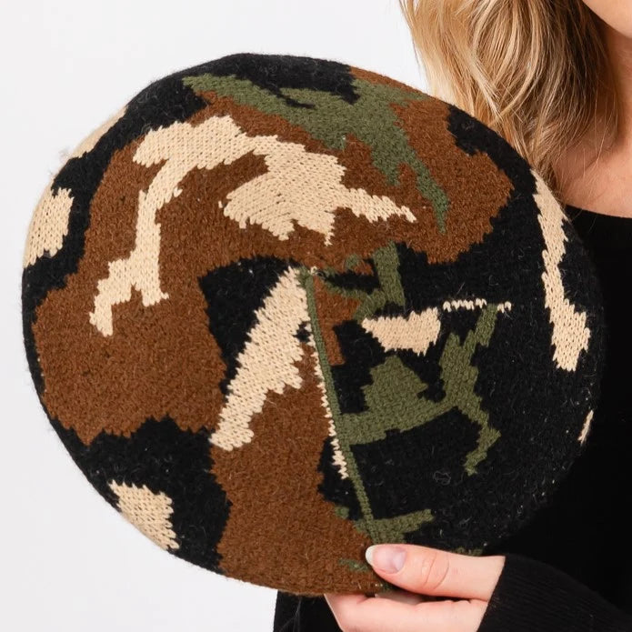 Camo Knit Beret