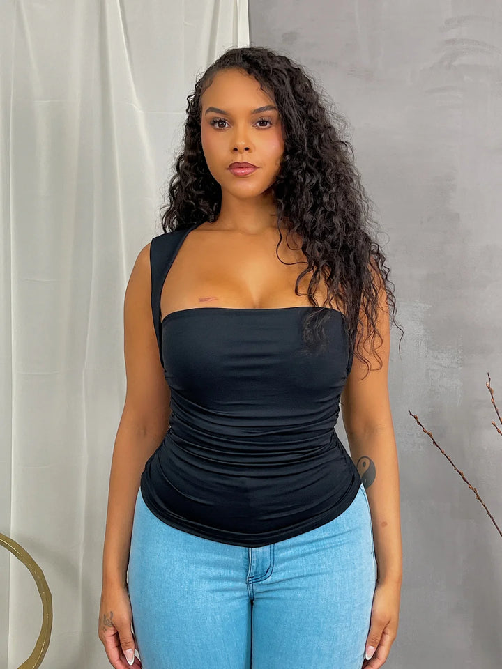 Front Draped Sleeveless Top