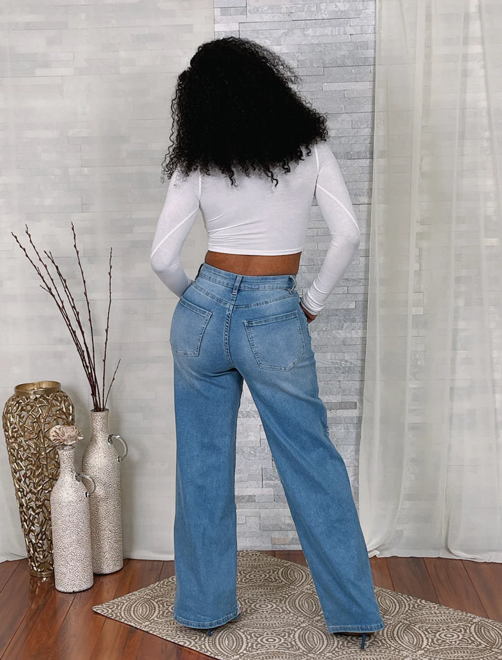 SEQUINS DETAIL DENIM PANTS