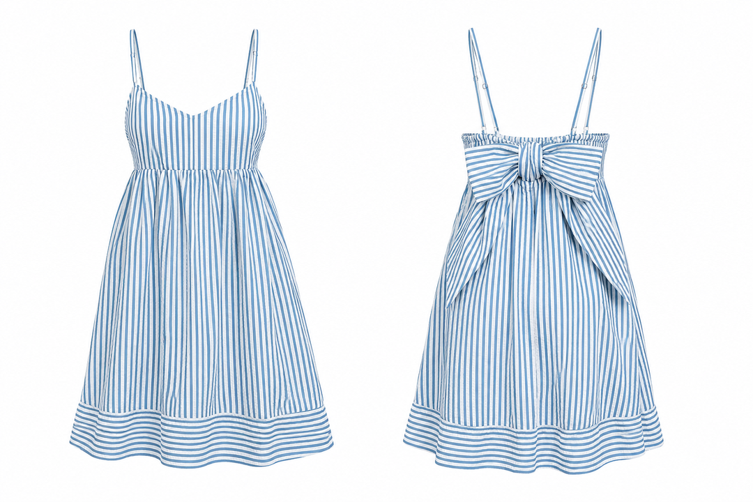 Striped Back Lace Detail Cami Dress