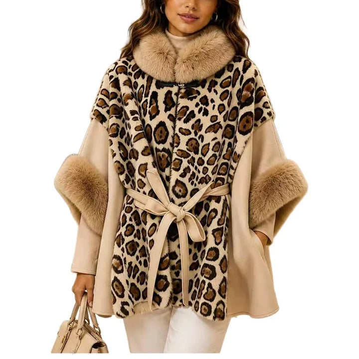 FAUX FUR TRIM BELTED VEST