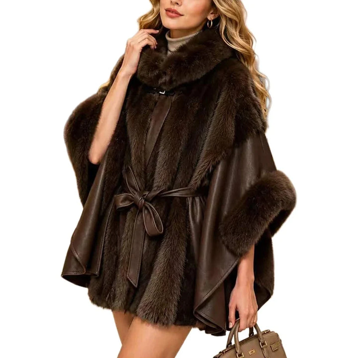 FAUX FUR TRIM BELTED VEST