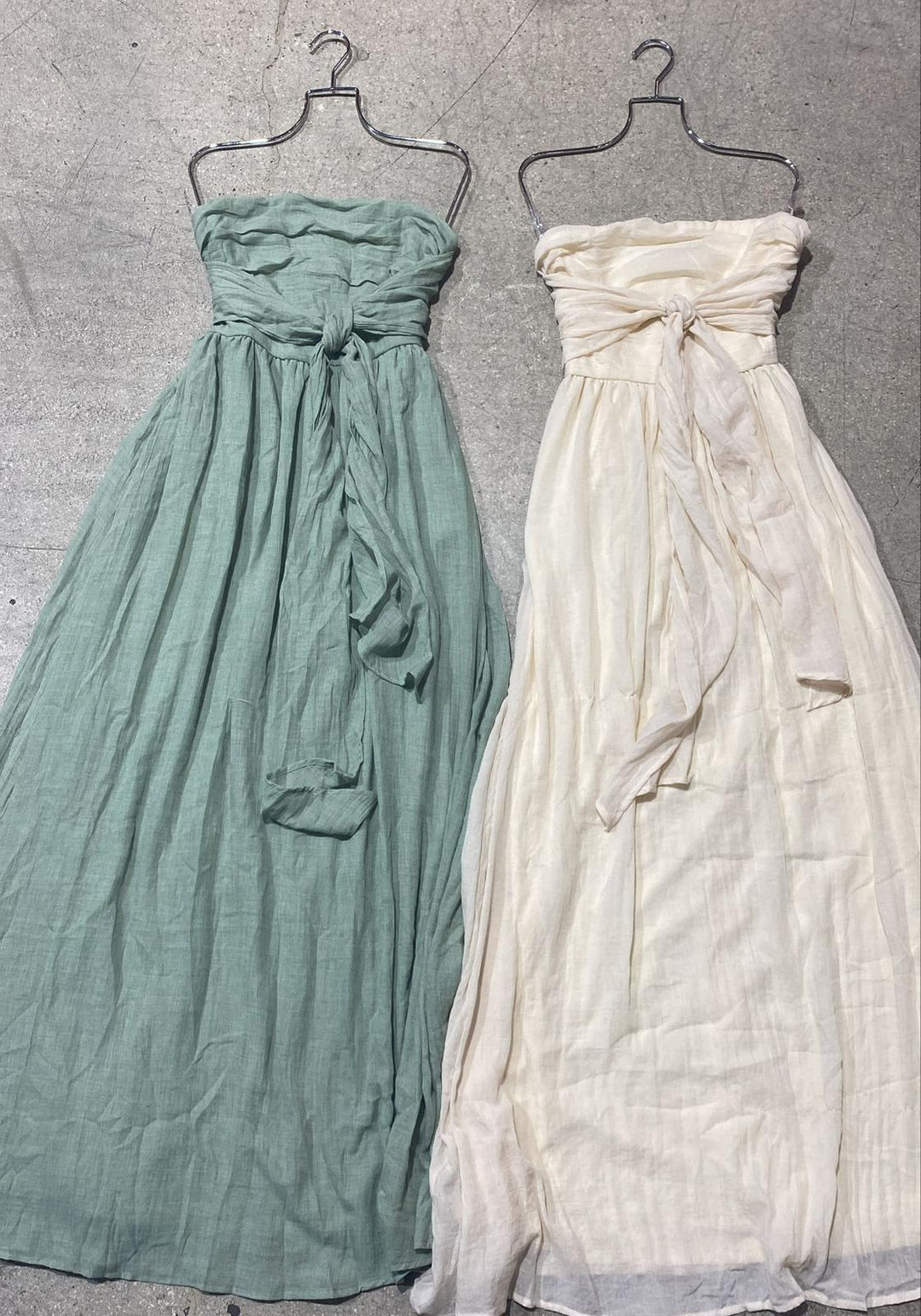 TUBE SMOCKED TIE BACK WAISTED MIDI DRESS
