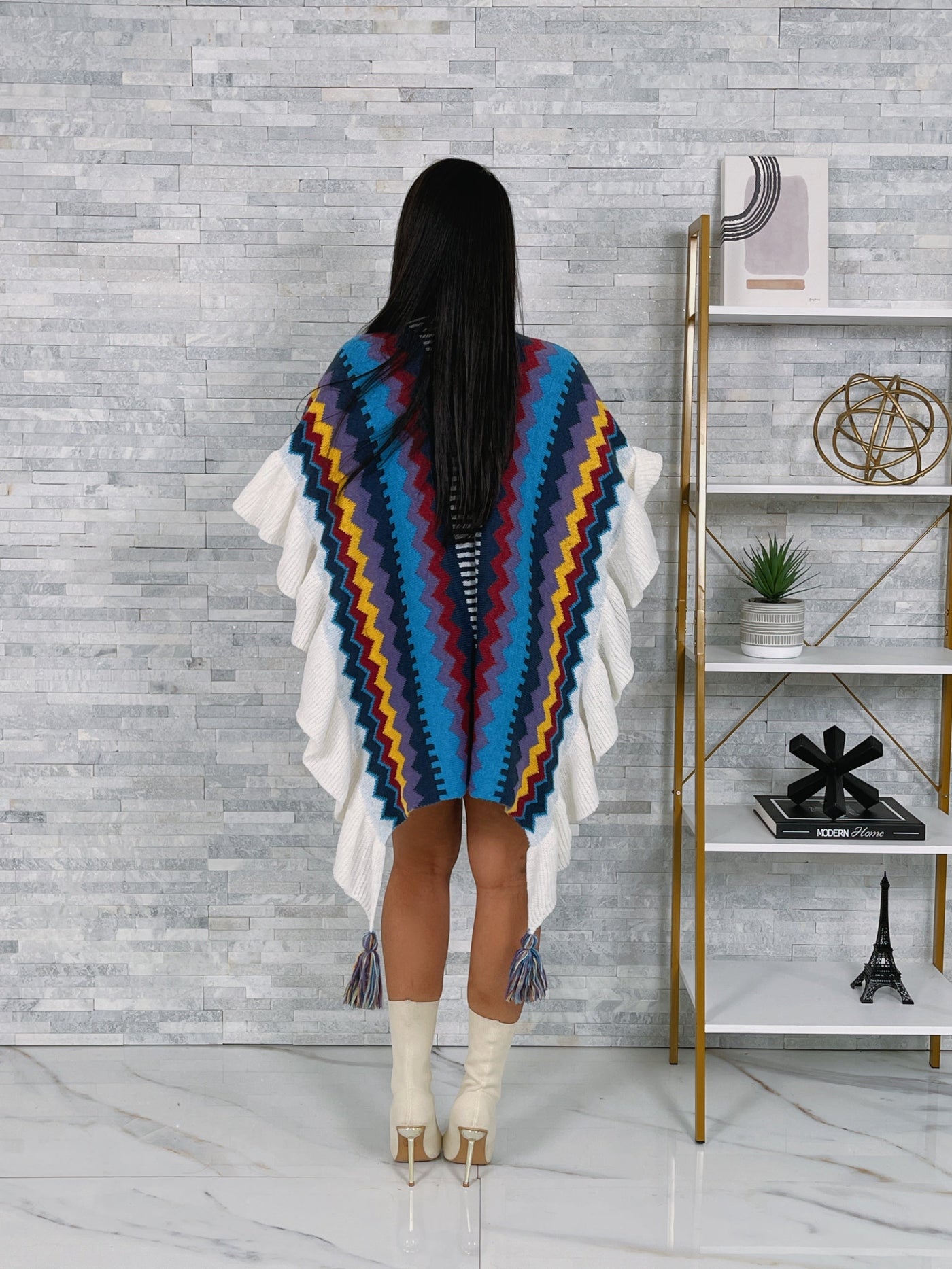 MULTI COLOR RUFFLE KIMONO