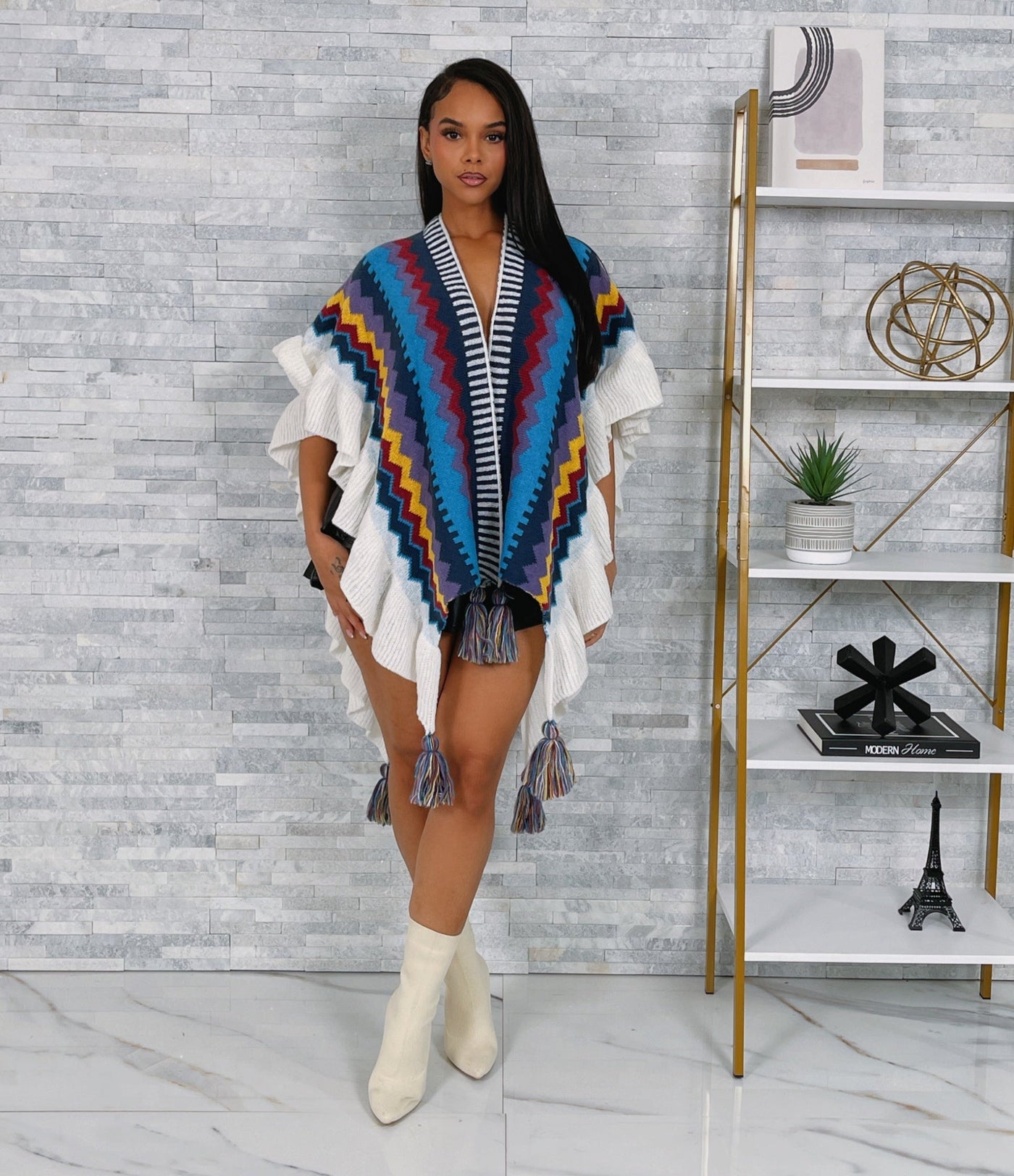 MULTI COLOR RUFFLE KIMONO