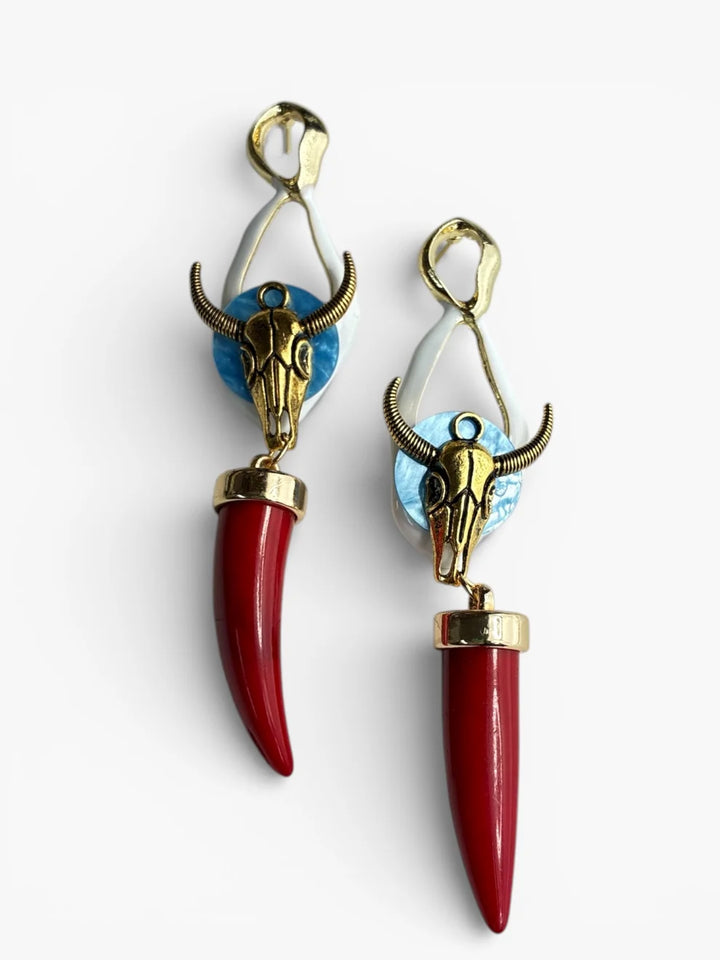 Cow Head Horn Earrings