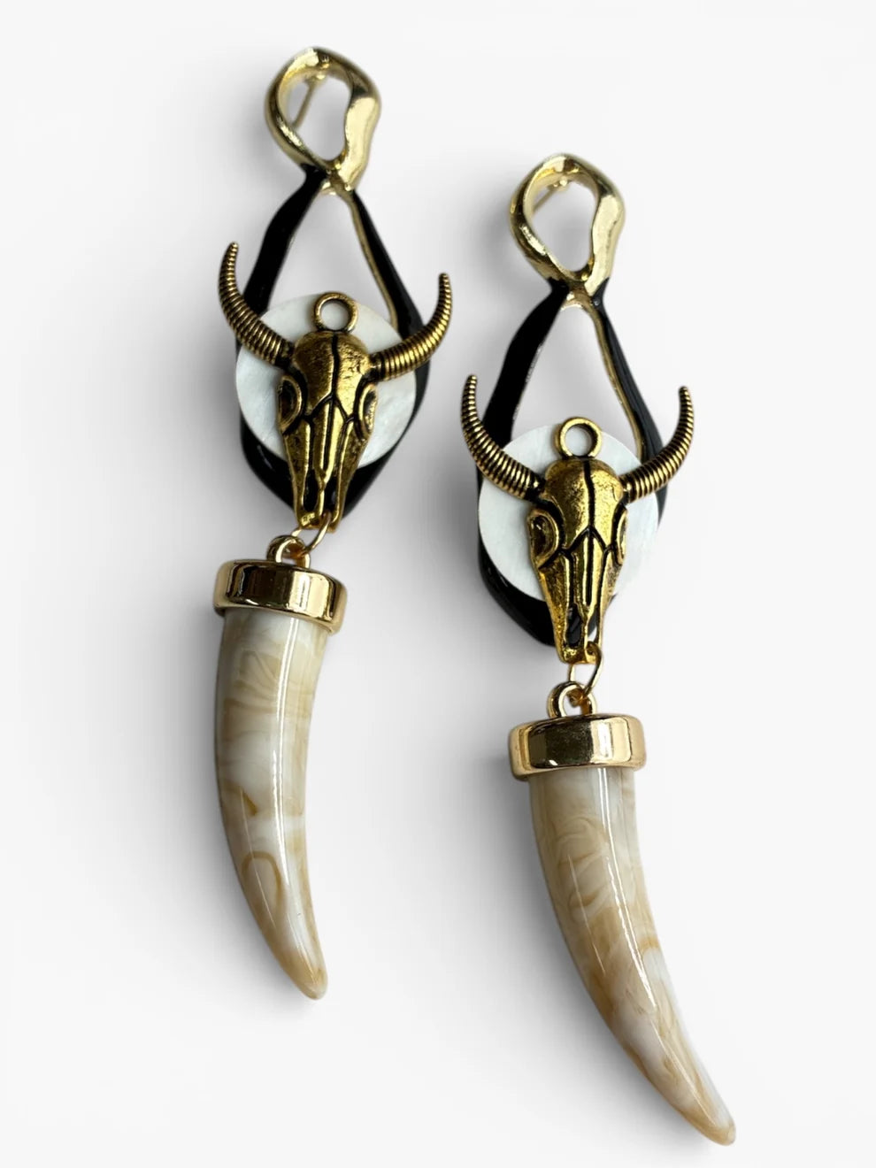 Cow Head Horn Earrings