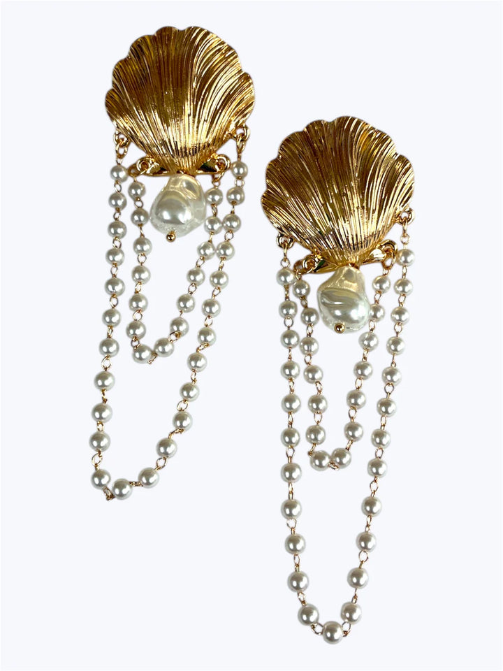 Shell Pearl Statement Earrings