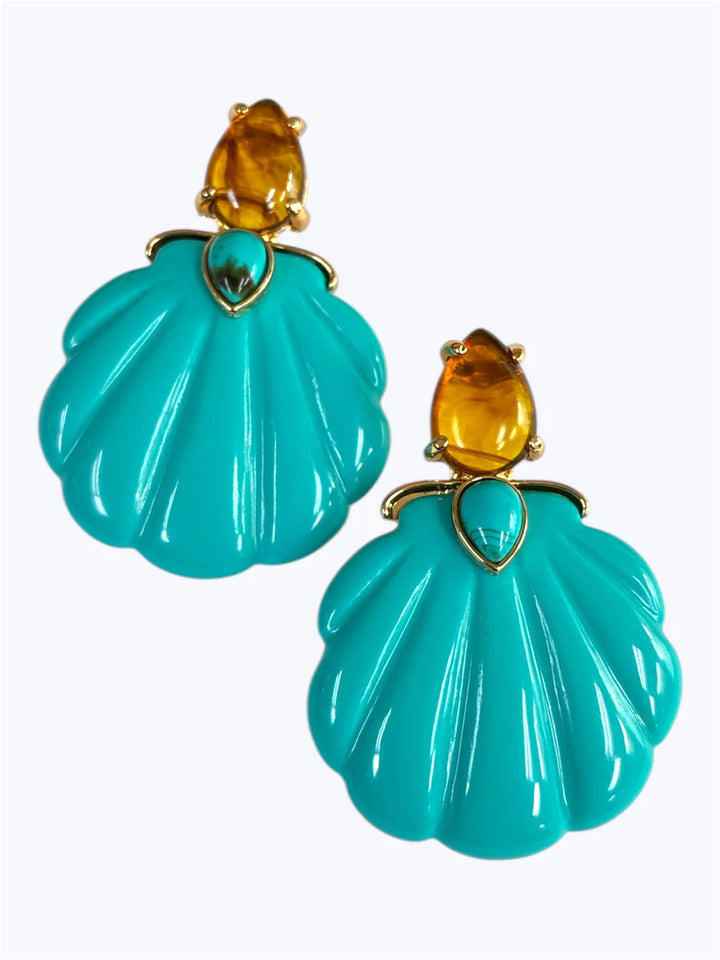 Shell Drop Statement Earrings