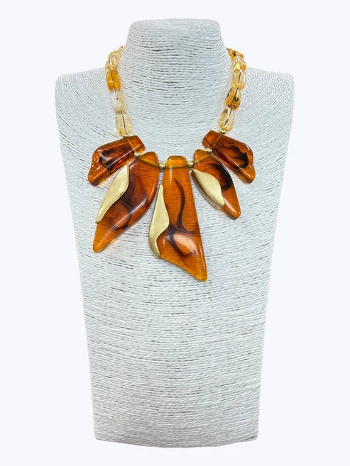 Abstract Leaf Bib Necklace