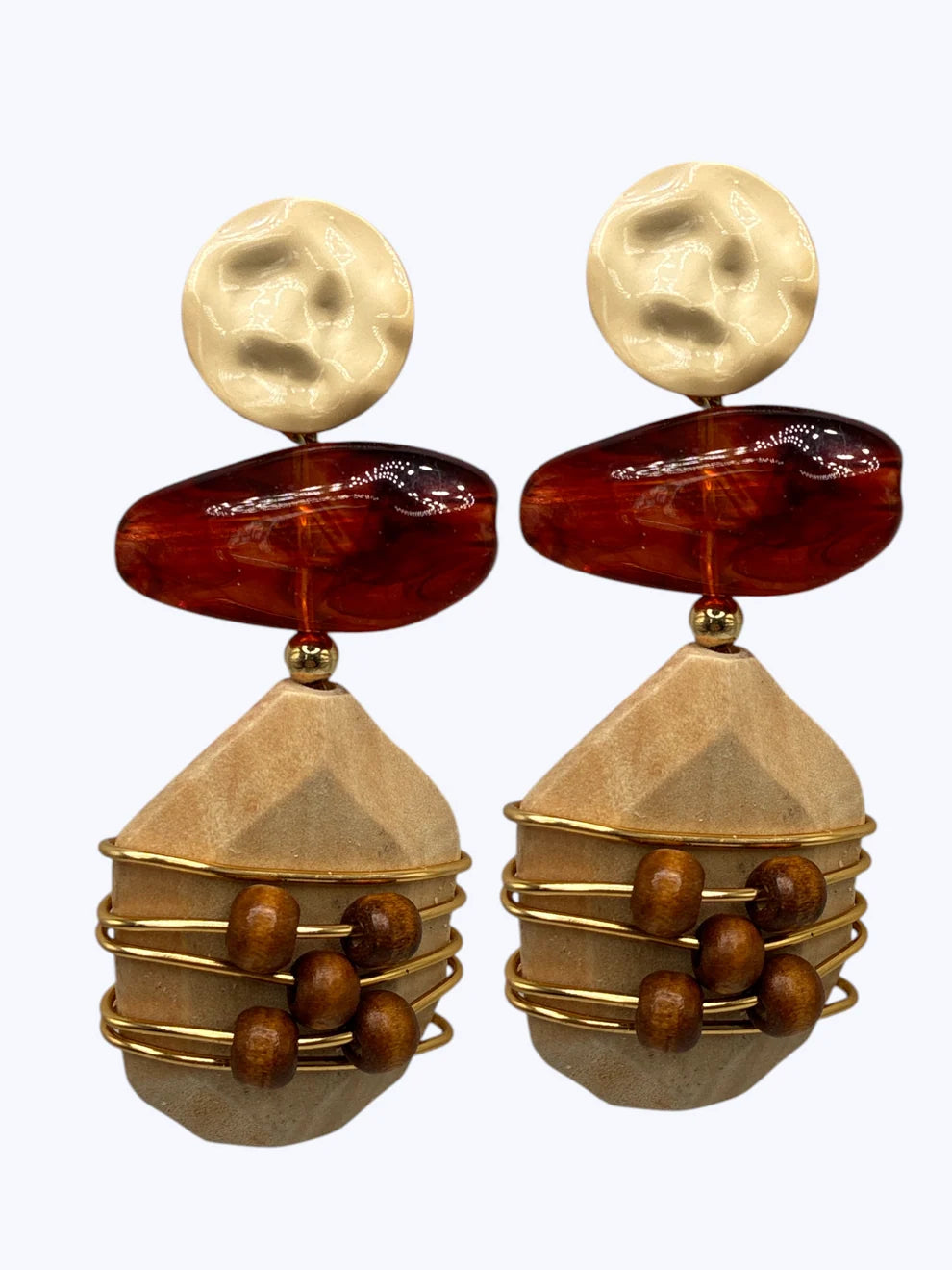 Geometric Beaded Drop Earrings