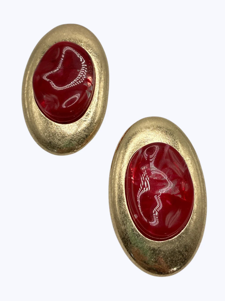 Marbled Oval Stud Earrings