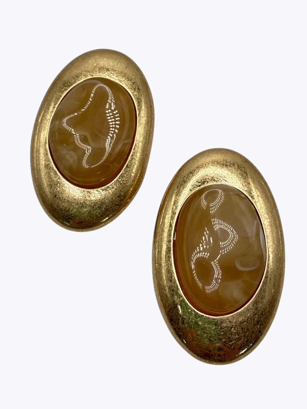 Marbled Oval Stud Earrings
