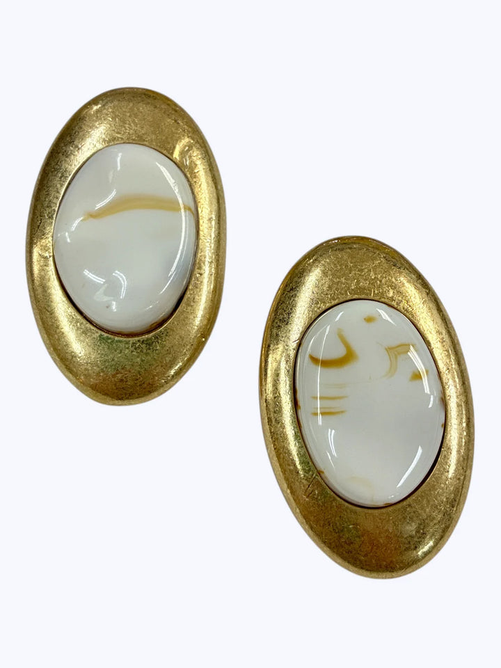 Marbled Oval Stud Earrings