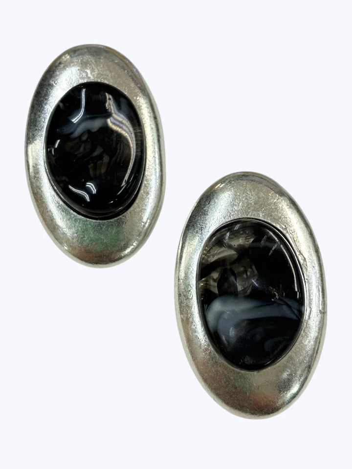 Marbled Oval Stud Earrings