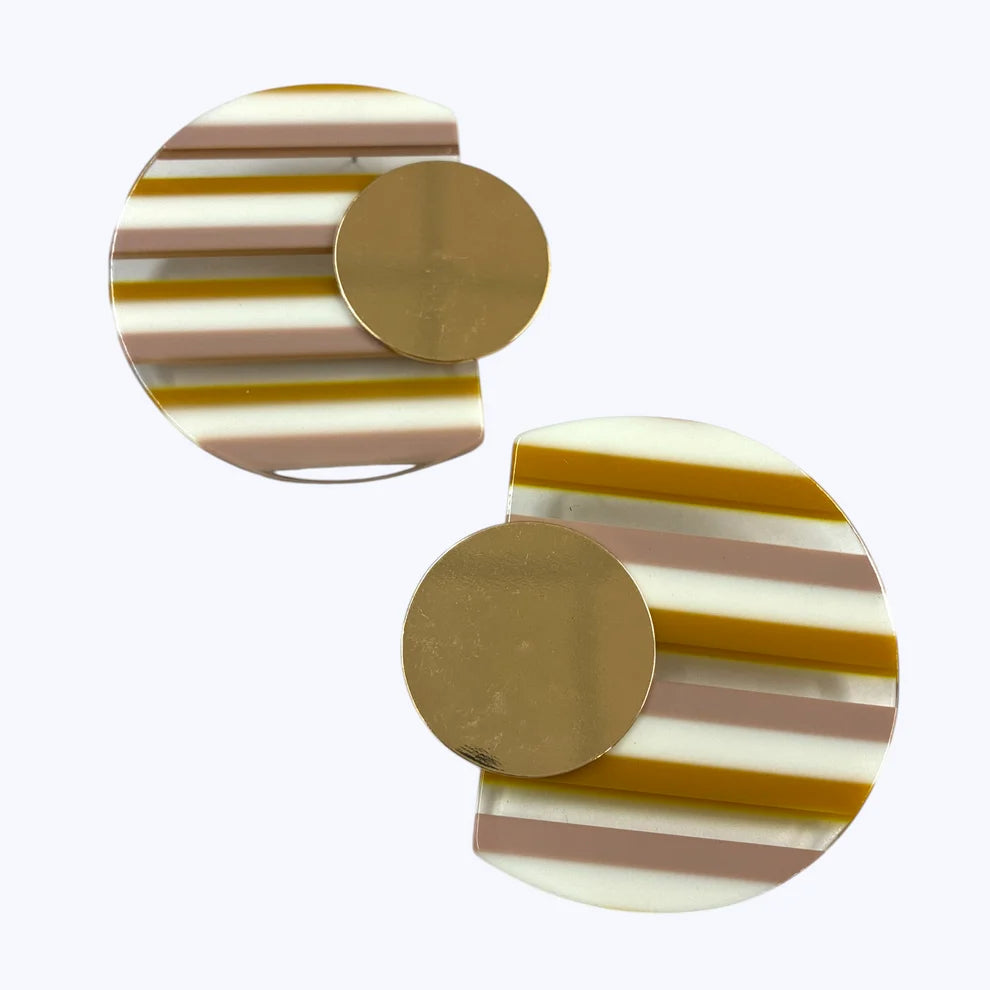 Striped Geometric Drop Earrings
