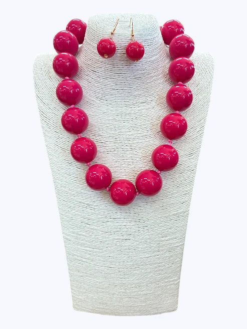 Chunky Bubble Beaded Necklace Set