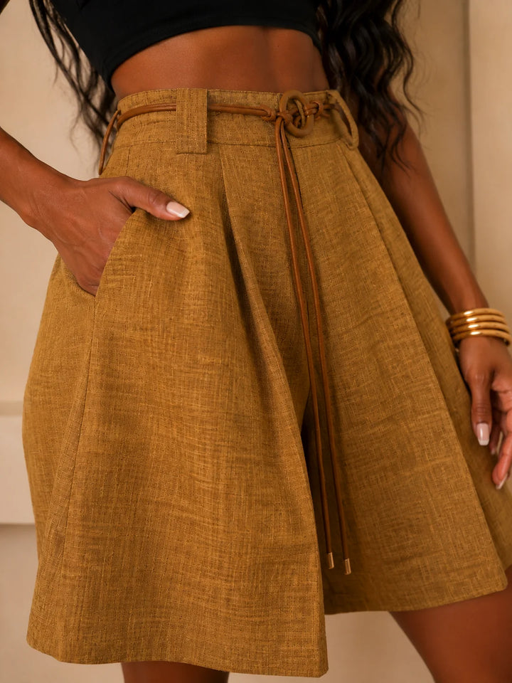 LINEN BELTED JORTS