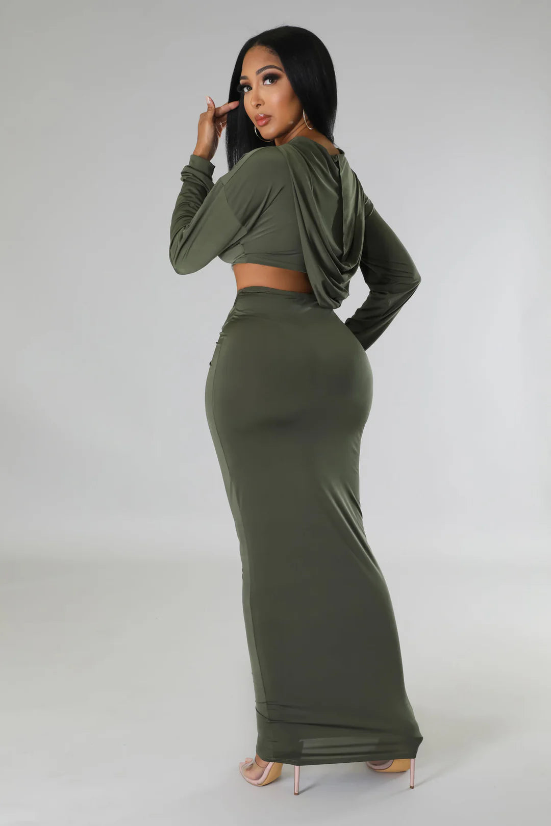 Front Ruched Crop Hoodie & Skirt Set Regular price$45.00