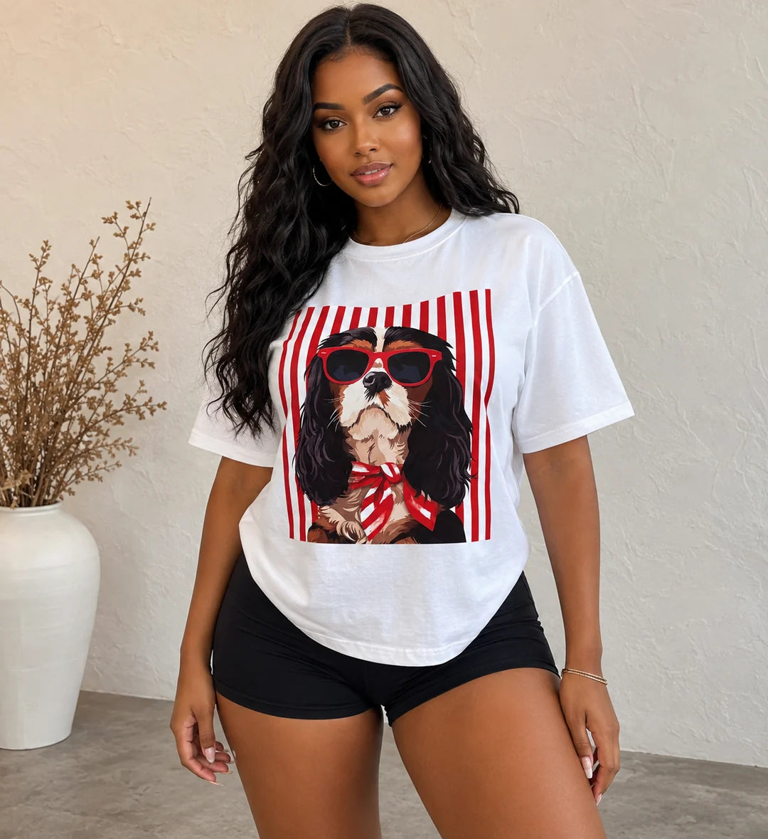 NY7306AP- RED STRIPE PRINTED TSHIRT