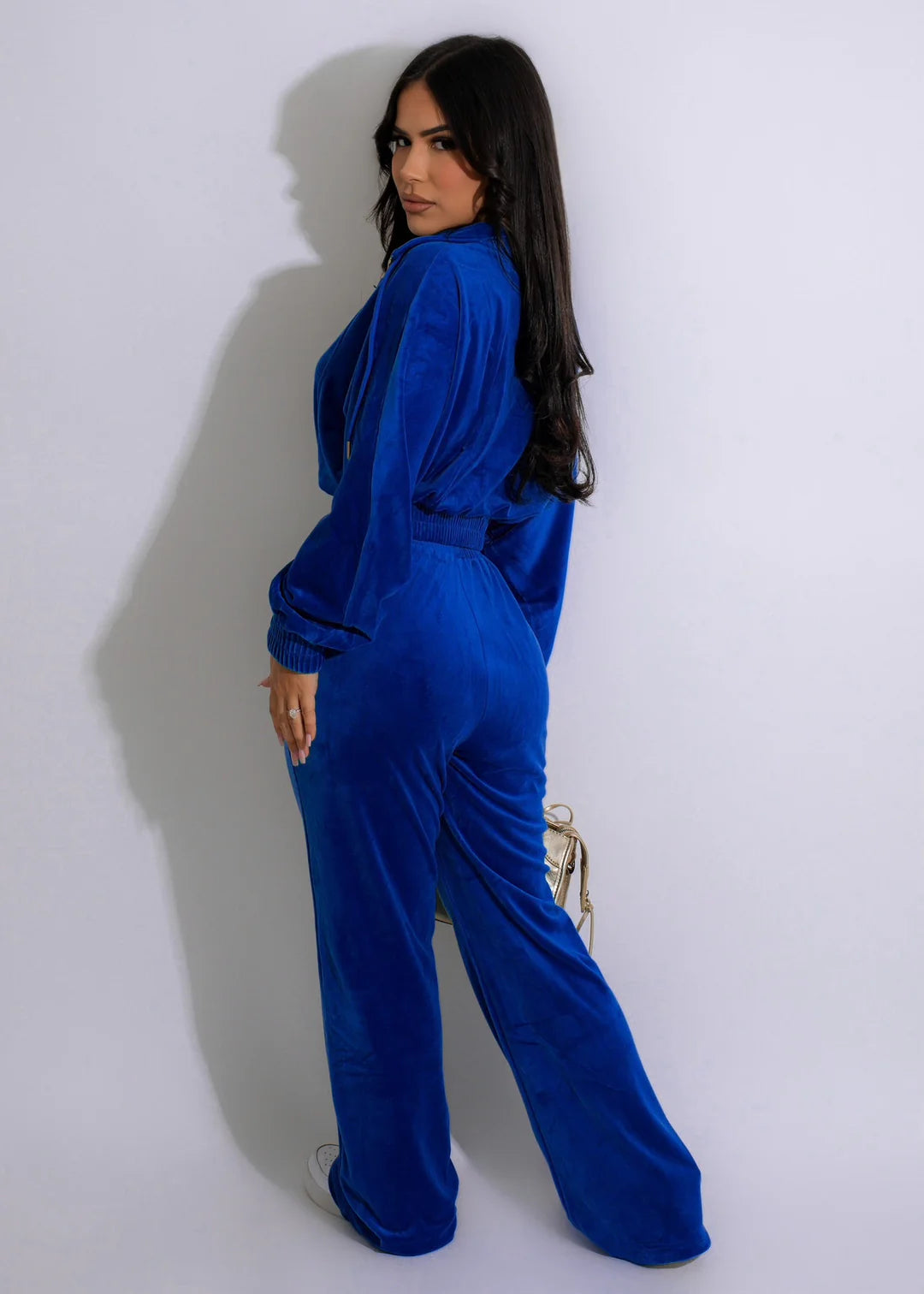 Velour Funnel Neck Jacket & Pants Set