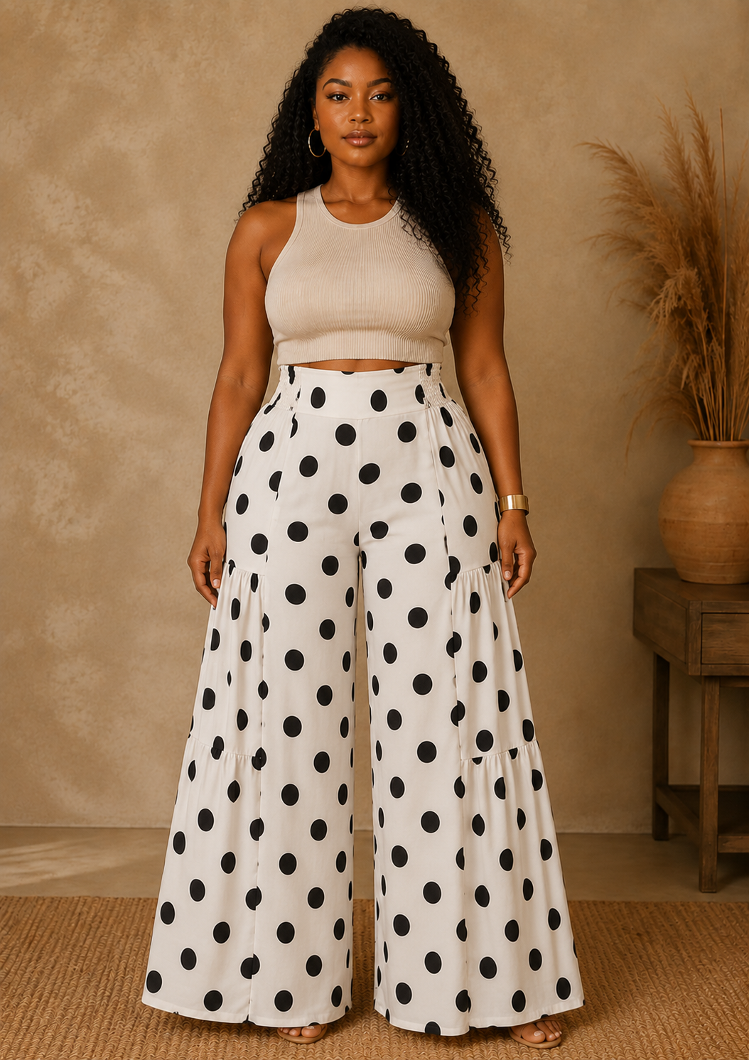 POLKADOT WIDE LEG PANTS