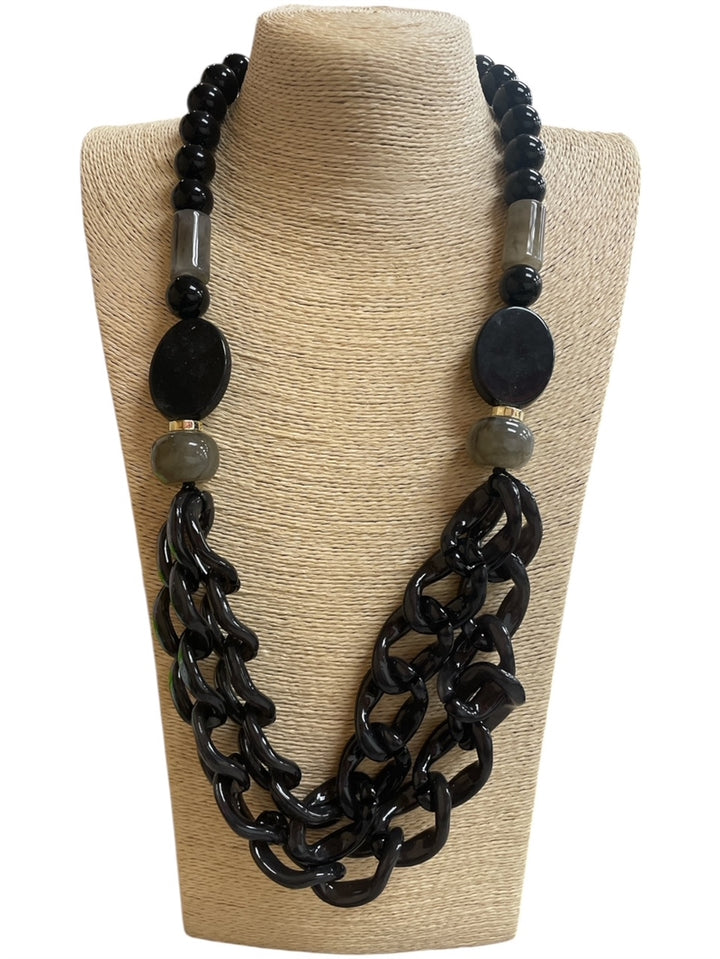 TWO LAYER ACRYLIC CHAIN LINKS NECKLACE