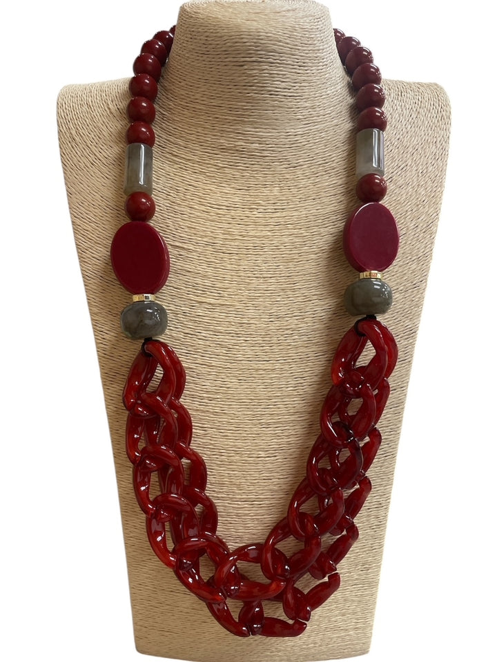 TWO LAYER ACRYLIC CHAIN LINKS NECKLACE