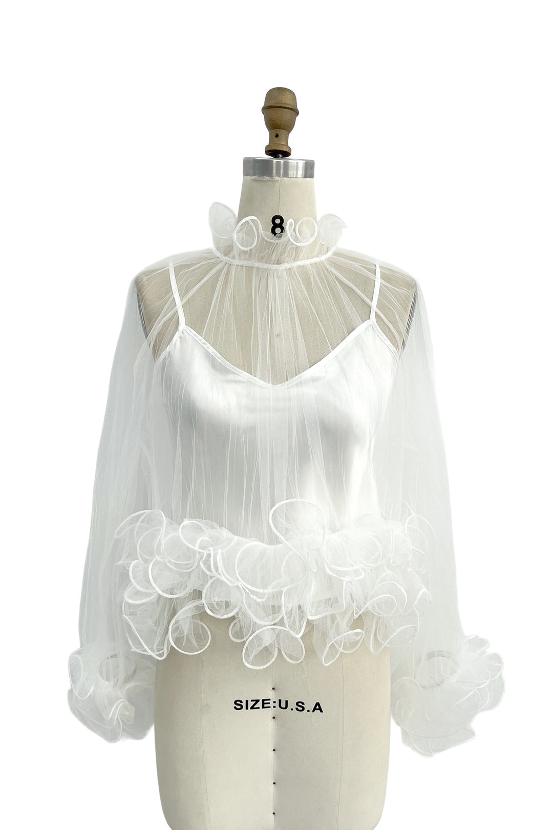 2-pcs Sheer Ruffle Trim Blouse