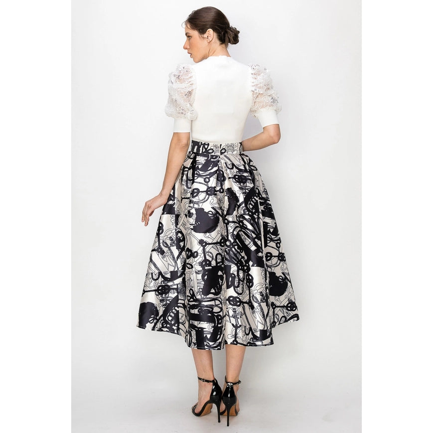 Midi Skirt Abstract Print