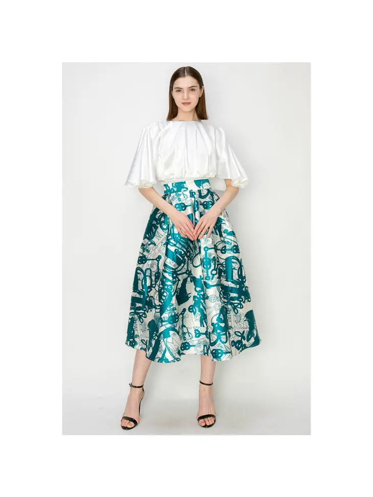 Midi Skirt Abstract Print
