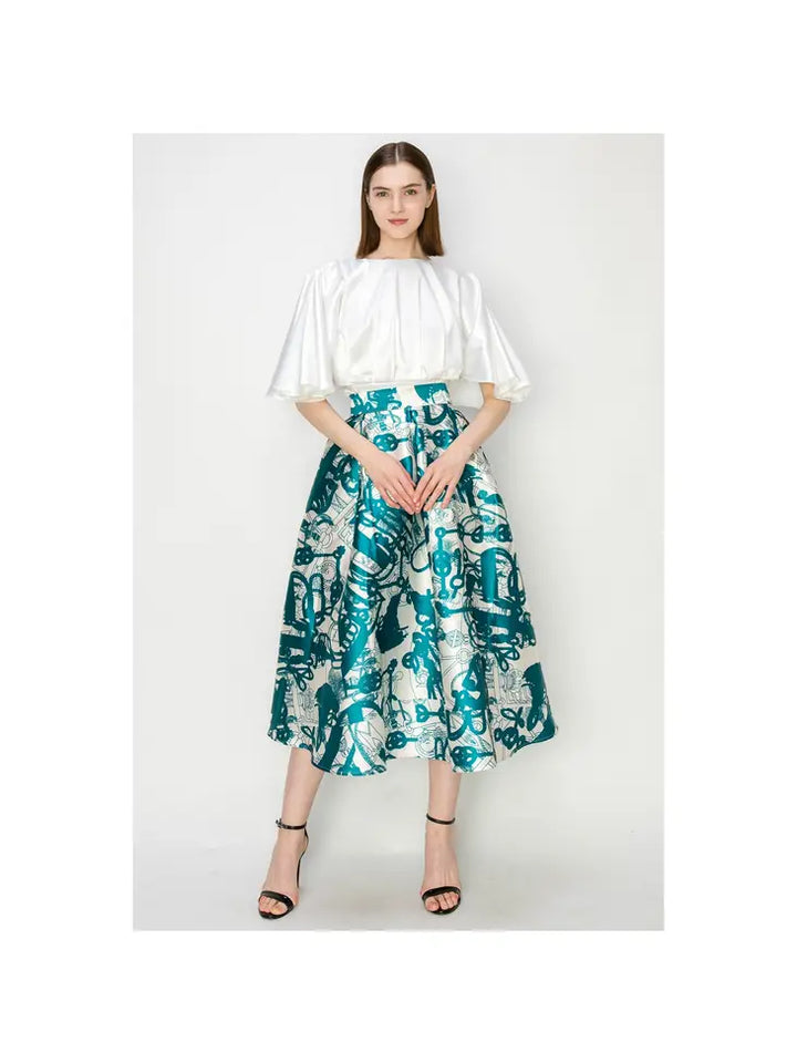 Midi Skirt Abstract Print