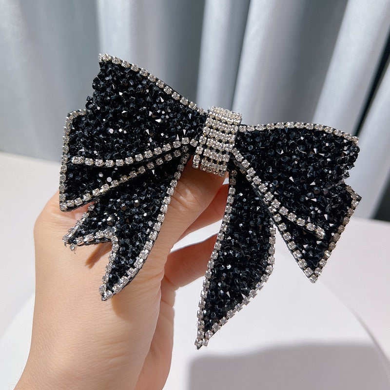 Vintage Black Crystal Bow Elegance