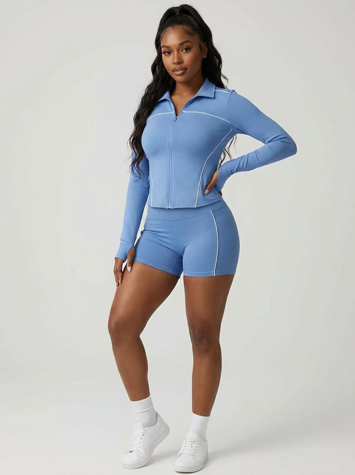 Solid Yoga Jacket 2-piece Set